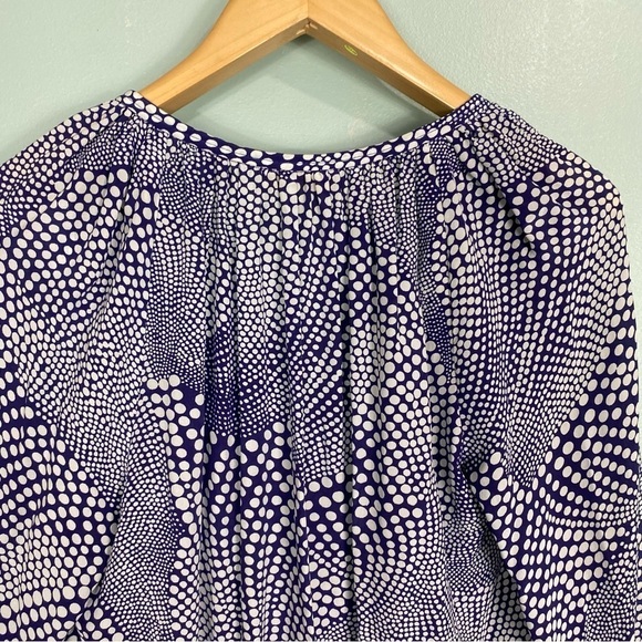 Ramy Brook Polkadot Silk White Indigo‎ Mini Long Sleeve Sz M - Picture 6 of 7